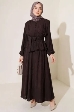 Belted Skirt Set Brown