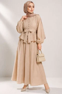 Belted Skirt Set Beige
