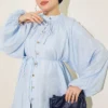Brit Buttoned Oversized Muslin Shirt Ice Blue