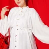 Brit Buttoned Oversized Muslin Shirt Ecru