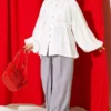 Brit Buttoned Oversized Muslin Shirt Ecru – Bild 2