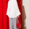 Brit Buttoned Oversized Muslin Shirt Ecru – Bild 3