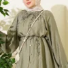 Brit Buttoned Oversized Muslin Shirt Khaki