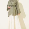 Brit Buttoned Oversized Muslin Shirt Khaki - Image 2