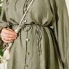 Brit Buttoned Oversized Muslin Shirt Khaki - Image 4