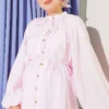 Brit Buttoned Oversized Muslin Shirt Pink