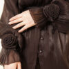 Button Detail Rose Embellished Evening Shirt Dark Brown – Image 4