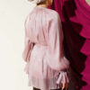 Button Detail Rose Embellished Evening Shirt Powder Pink - Imagen 3