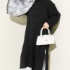 Buttoned Long Tunic with Side Slits Black