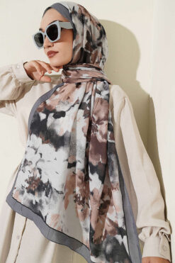 Alternative view of Cloud Pattern Bamboo Crinkle Scarf Charcoal