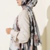 Cloud Pattern Bamboo Crinkle Scarf Charcoal - Imagen 3