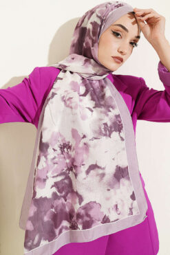 Alternative view of Cloud Pattern Bamboo Crinkle Scarf Lilac