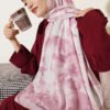 Cloud Pattern Bamboo Crinkle Scarf Pink