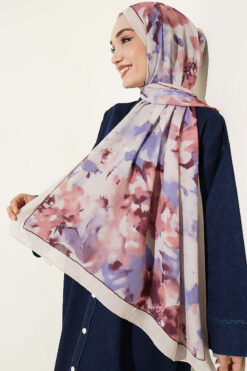 Alternative view of Cloud Pattern Bamboo Crinkle Scarf Stone
