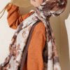 Cloud Pattern Bamboo Crinkle Scarf Mink