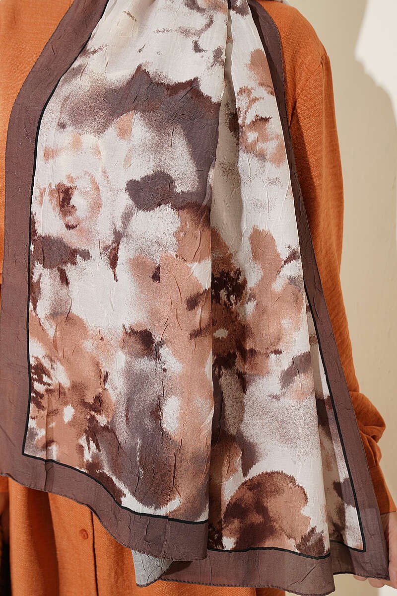 Cloud Pattern Bamboo Crinkle Scarf Mink - Image 4