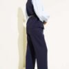Cross Button Belted Vest Set Navy Blue - immagine 3