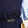 Cross Button Belted Vest Set Navy Blue - immagine 4