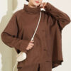 Cross-Front Buttoned Two-Piece Set Brown – Image 2