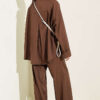 Cross-Front Buttoned Two-Piece Set Brown – Image 3