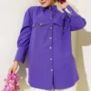 Shirt with Pocket and Cuff Chains Purple