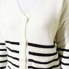Pocketed Striped Detail Knit Cardigan Ecru - Imagen 4