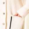 Pocketed Gold Button Knit Cardigan Beige - الصورة 4