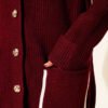 Pocketed Gold Button Knit Cardigan Burgundy – Image 4