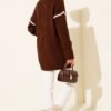 Pocketed Gold Button Knit Cardigan Brown - الصورة 3