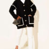 Pocketed Gold Button Knit Cardigan Black - Image 2