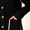 Pocketed Gold Button Knit Cardigan Black - Image 4