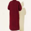 Pocketed Knitted Patterned Long Cardigan Burgundy - Imagen 3