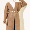 Pocketed Long Knit Cardigan Mink – Image 2
