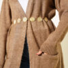 Pocketed Long Knit Cardigan Mink – Image 4