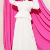 Floral Embroidered Ruffled Skirt Set White