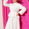 Floral Embroidered Ruffled Skirt Set White - Imagen 2