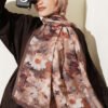 Floral Pattern Detail Bamboo Crinkle Shawl Brown