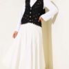 Floral Patterned Openwork Buttoned Vest Black - Imagen 2