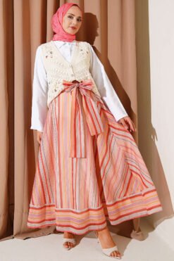 Alternative view of Floral Patterned Openwork Buttoned Vest Stone
