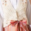 Floral Patterned Openwork Buttoned Vest Stone - Imagen 4
