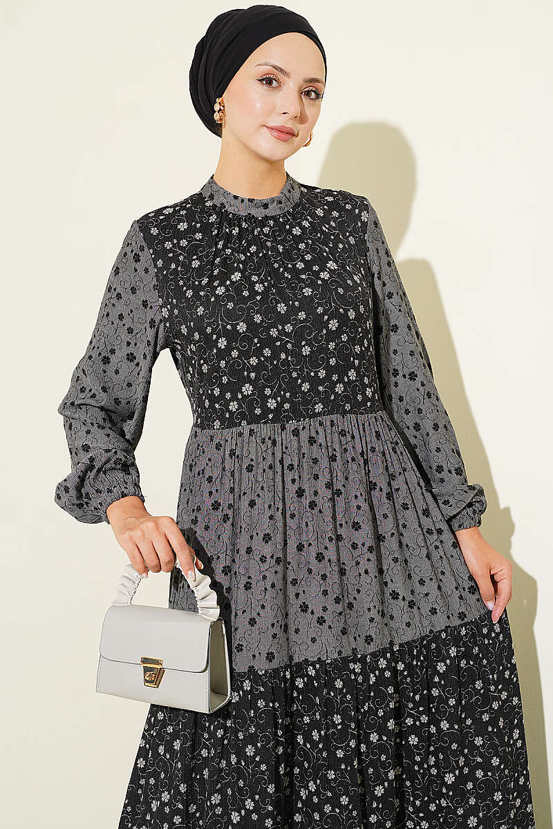 Floral Tiered Ruffle Dress Smoke – Bild 2