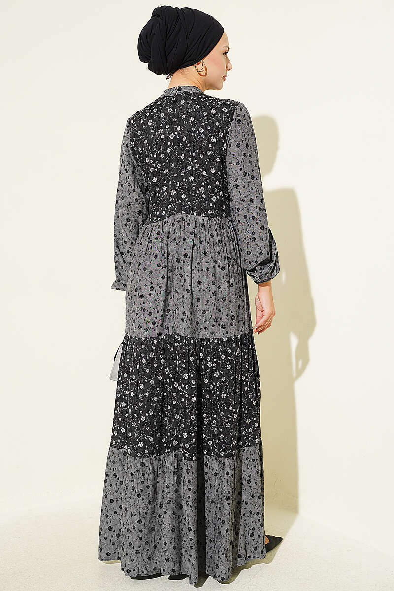 Floral Tiered Ruffle Dress Smoke – Bild 3