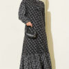 Floral Pattern Relaxed Fit Ruffled Dress Black