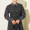 Floral Pattern Relaxed Fit Ruffled Dress Black – Bild 2
