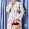 Floral Embossed Long Tunic with Tie Waist Burgundy – Image 2