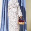 Floral Embossed Long Tunic with Tie Waist Burgundy – Image 3