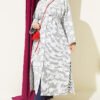 Floral Embossed Long Tunic with Tie Waist Navy Blue