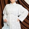 Floral Embossed Long Tunic with Tie Waist Blue – Bild 2