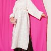 Floral Embossed Long Tunic with Tie Waist Pink