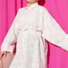 Floral Embossed Long Tunic with Tie Waist Pink – Bild 2